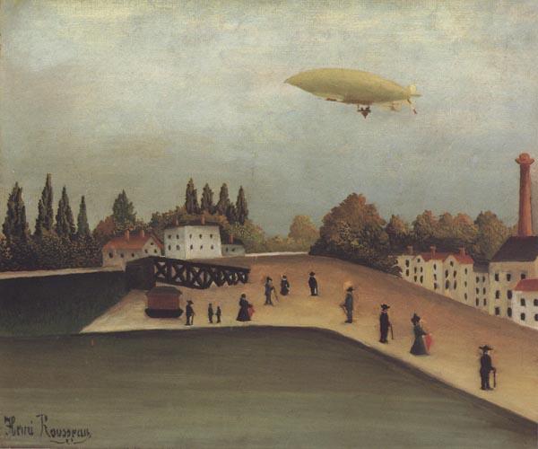 Henri Rousseau Landscape with a Dirigible